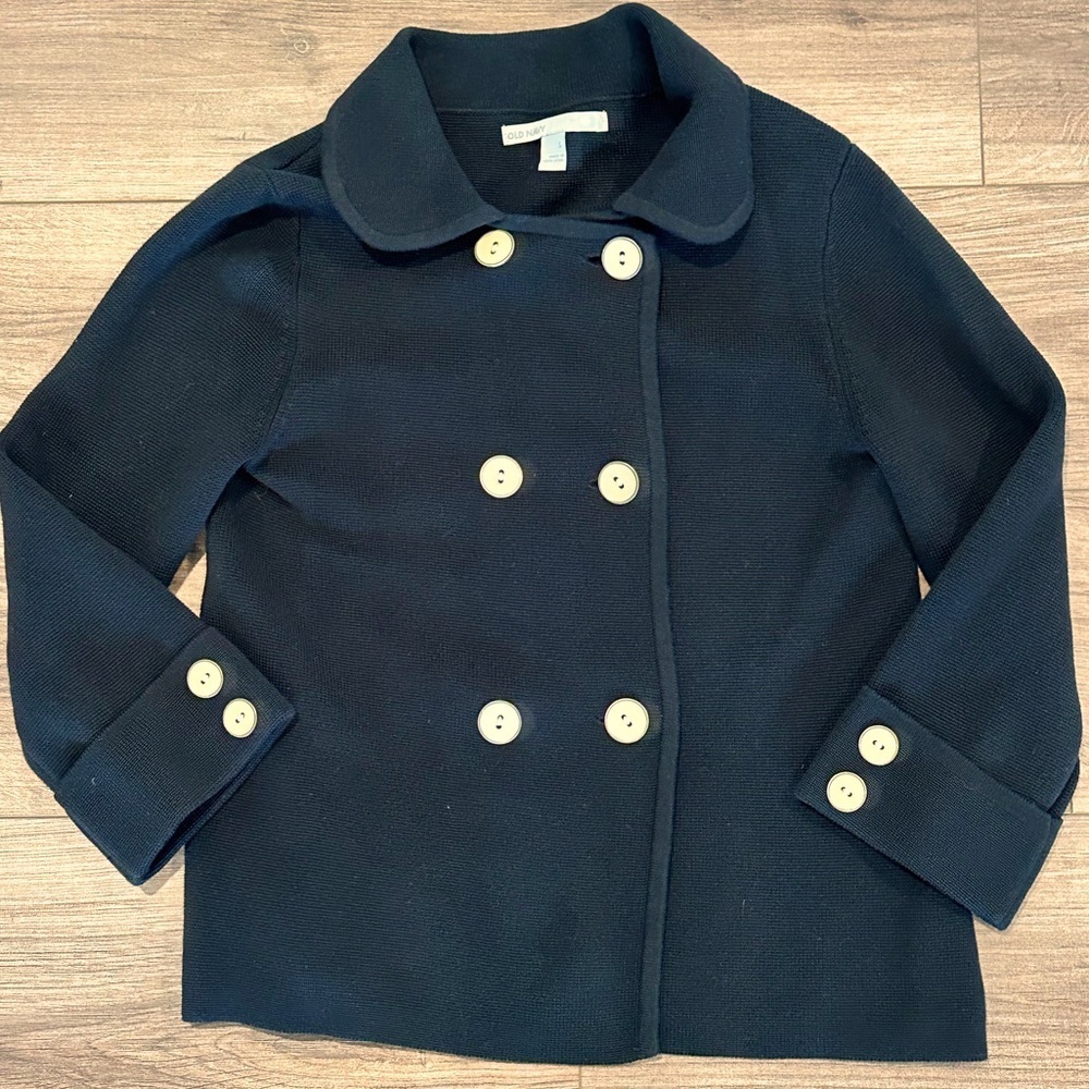 New! Old Navy Cotton Knit Black Sweater Jacket Double Breasted Size Small